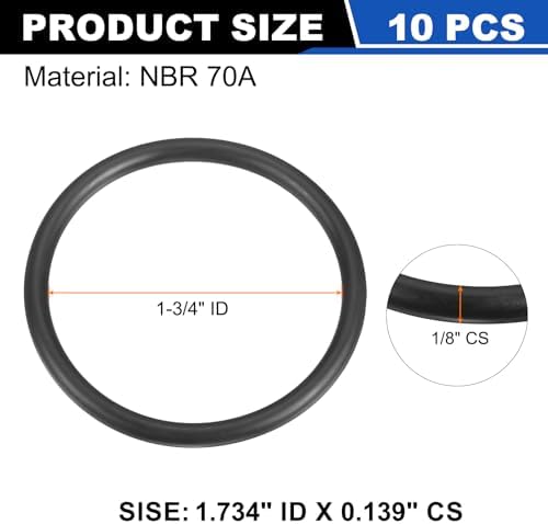 uxcell 10Pcs AS-224 NBR 70A O-Rings 1-3/4"ID x 1/8"CS/1.734"ID x 0.139"CS - Image 2
