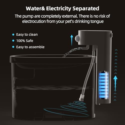 uahpet Cat Water Fountain, Wireless & Battery Operated 2L/67oz Pumpless Automatic Pet Fountain with Motion Sensor, Food-Grade ABS Tray, Easy to Clean Water Dispenser for Cats - Image 5