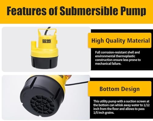 Tankless Water Heater Flushing Kit Includes 1500GPH Submersible Sump Pump with Two Adapters & Cleaner & 3 Gallons Pail with Bucket Lid Opener & Two 1/2” Dia X 6' Hoses SUB 1500 Flush Kit - Image 3