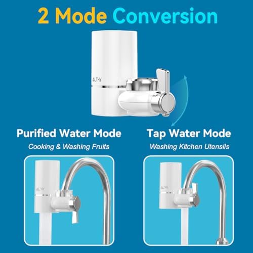 ALTHY Faucet Water Filter, BPA-Free Sink Tap Water Purifier, Certified Reduces Chlorine Heavy Metals & Bad Taste, Only Fits Standard Tap, Includes 1 System & 4 Filter - Image 5