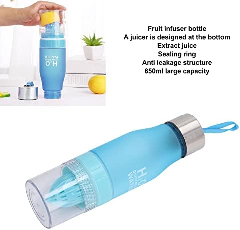 Fruit Infuser Water Bottle,Fruit Water Pitcher Infuser Water Bottle Lemon Juice Squeezer Water Bottle with Fruit Infuser OutdoorTravel Portable Leakproof for Men Women 650ml(Blue) - Image 2