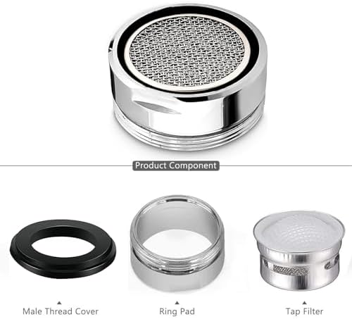 6Pcs Bathroom Faucet Aerator Replacement with Brass Shell 15/16 Inch 24mm External Thread Aerator Faucet Filter with (Silver) - Image 4