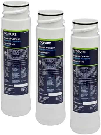 EcoPure ECOROM Reverse Osmosis Membrane Replacement–Fits ECOP30 & Select Kenmore & Brita RO Systems–NSF-Certified Stage 2 Filter–Reduces TDS,Lead,Chlorine & More–1–3Year Life–Easy Changes,(Pack of 3) by EcoPureWaterSolutions