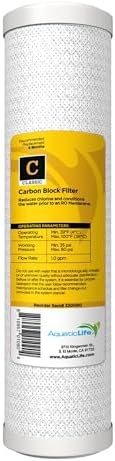 Aquatic Life 10-Inch Pre Carbon Block Replacement Filter Cartridge for RO-DI System Units for Aquarium by AQUATICLIFE