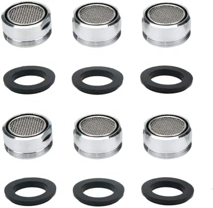 6 Pack Faucet Aerator 2.2 GPM Bathroom Sink Aerator Regular Standard Replacement Parts with Brass Shell 15/16-Inch Male Threads Aerator Faucet Filter with Gasket for Kitchen Bathroom - Image 7