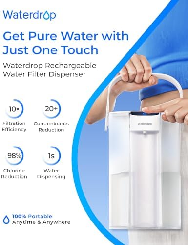 Waterdrop ED61W Rechargeable Water Filter Dispenser, 15-Cup, White - Image 2