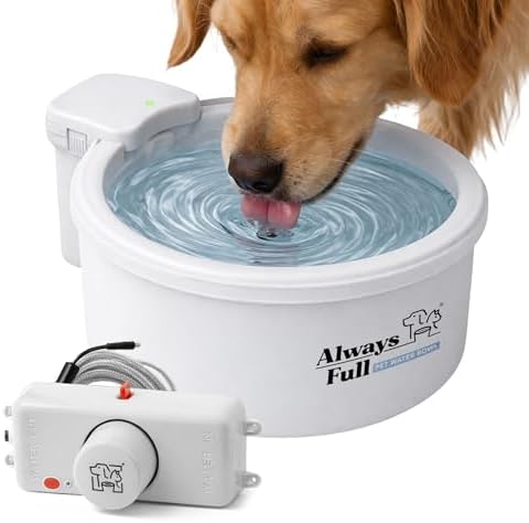 9" Self-Refilling Dog Water Bowl with Wall Unit by AlwaysFull