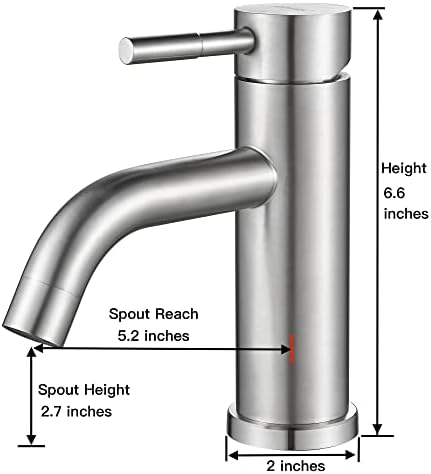 Single Hole Bathroom Faucet,Single Handle Brushed Nickel Bathroom Sink Faucet,Modern Stainless Steel Commercial Basin Faucet (No Drain - Image 4