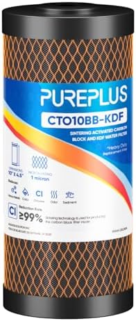 PUREPLUS 1 Micron 10"x4.5" Whole House Water Filter, KDF & Carbon, 1 Pack by PUREPLUS