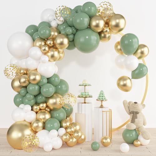 Amandir 153pcs Sage Green Gold Balloon Garland Arch Kit Different Sizes - Image 2