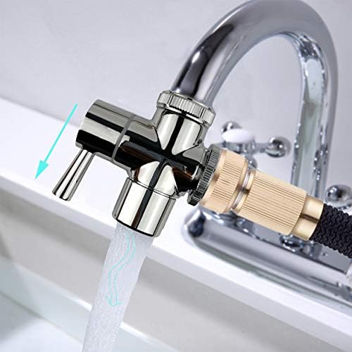 All Brass Faucet Diverter Valve with Aerator, Sink to Garden Hose Diverter Adapter, for Bathroom/Kitchen Sink Faucet Connection Portable Washing Machine/Dishwasher (G1/2 * 3/4", Chrome) - Image 4