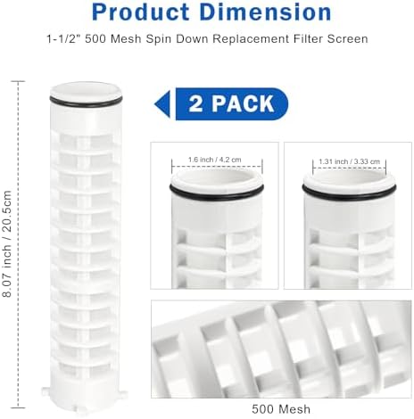 1-1/2" 500 Mesh Spin Down Sediment Replacement Rusco Filter Screen, Spin Down 1 1/2"-500 Sediment Filter Replacement for Rusco Vu Flow for Well Water and Sprinkler Irrigation Filters, 2 Pcs - Image 2