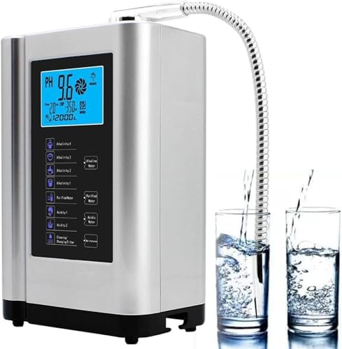 Alkaline Water Ionizer Machine, Water Machine PH 4-10.5 for Alkaline & Acidic Water, 5 Titanium Plates, Up to -500mV ORP, 8,000L Filter, 7 Water Settings, Auto-Cleaning, Intelligent Voice Silver by Unknown