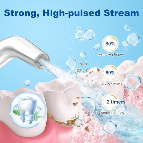 WellLeo Water Flosser for Teeth, 300ML Cordless Oral Irrigator Rechargeable Dental Flosser Picks with 5 Modes 5 Jet Tips,IPX7 Waterproof Teeth Cleaner for Braces Gum Care, Home Travel Use - Image 5