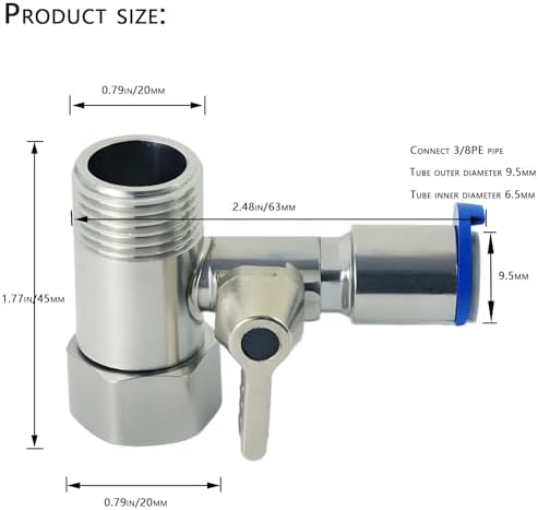 LYMLHVTG 1/2"x1/2"x3/8" Stainless Steel Tee Stop Valve - Image 3