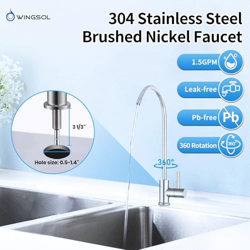 WINGSOL Under Sink Water Filter System with Dedicated Faucet, NSF/ANSI 53&42 Certified, 1 Year, Reduces PFAS, PFOA/PFOS, Lead, Chlorine, Heavy Metals, Bad Taste & Odor, Mineral pH+ with EZ Change - Image 5