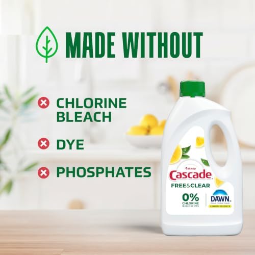 Cascade Free & Clear Dishwasher Detergent Liquid Gel, Dish Detergent, Dishwasher Soap, Lemon, 75oz - Image 3