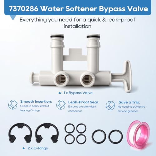 7370286 Water Softener Bypass Valve kit with Clips & O-Rings,PTFE Seal Tape - Image 6