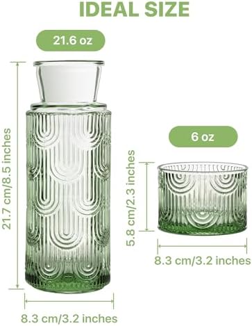Bedside Water Carafe and Glass Set, 21.6oz, Green - Image 4