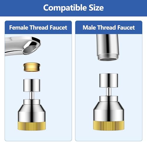 Faucet Sink Aerator/Extender/Sprayer/nozzle,Faucet Attachment Replacement for Bathroom&Kitchen, Anti-slip Swivel Aerator with 55/64" Threaded Adapter (Standard Silver) - Image 4