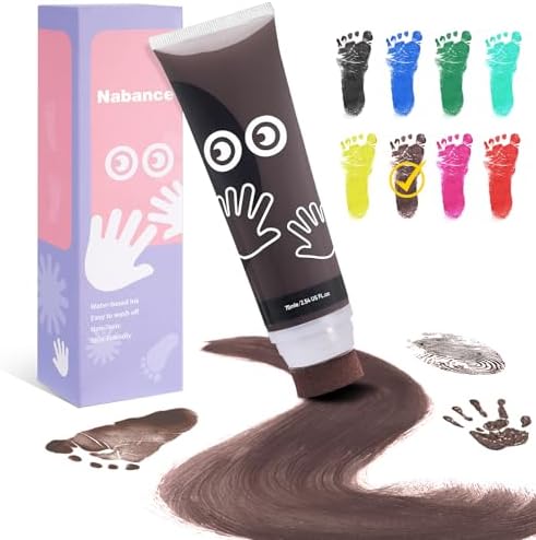 Nabance Baby Hand and Footprint Paint, Sponge Head, Baby Safe Paint, Brown by WelcometoNabance