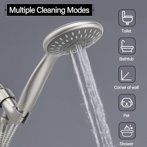 Briout Handheld Shower Head High Pressure 5 Modes with Hose, Brushed Nickel - Image 4