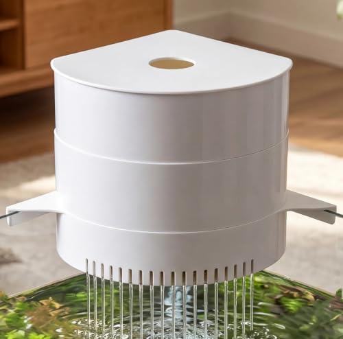 3-Tier Corner Aquarium Filter, Dry Wet Separation System, HOB Hang On Back, 10W / 158GPH Quiet Power Adjustable Flow Pump, Complete Bio Filter Media, Water Filter for 5-40 Gallon Fish & Turtle Tank by NiuzyroUS