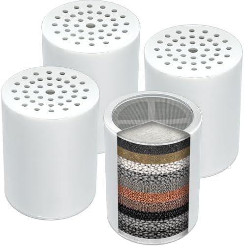 Casaheal 15 Stage Shower Filter Replacement Cartridge 4 Pack for Hard Water by CASAHEALforyourbetterlife