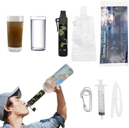 Water Filter Camping Kit, Personal Backpacking Water Filter Straw, Portable Filtration for Outdoor Hiking Travels (Camouflage) by Unknown