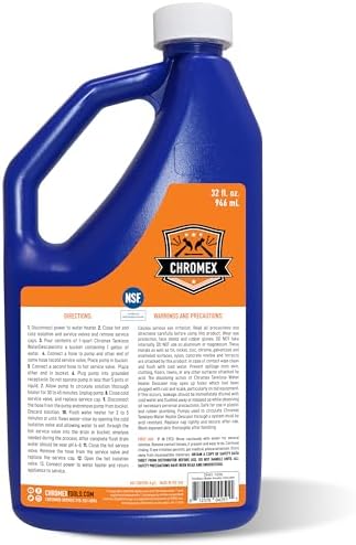 Chromex NSF Certified Tankless Water Heater Descaling Solution | Highly Effective Descaler Restores Heating Efficiency, Quart, 32 fl oz (1) - Image 2