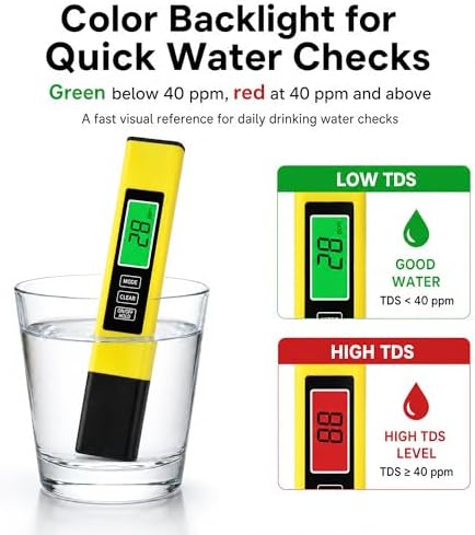 4 in 1 Tds Meter Digital Water Tester-TDS EC&Temp(°C/°F) Meter-0-9999ppm Accurate for Drinking Water,Hydroponics,Aquariums,RO Systems,Pool(Yellow) - Image 2