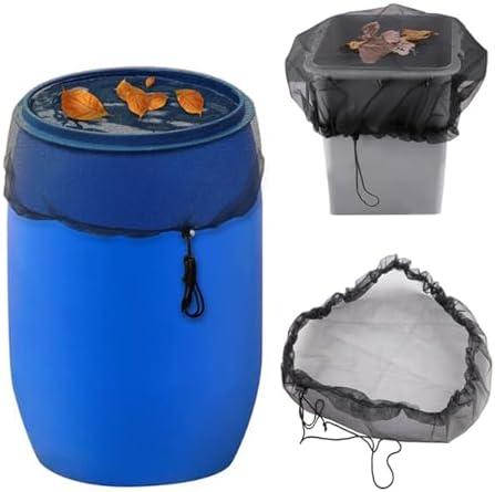 2 Pieces 37 Inch Rain Covers, Black Polyester Mesh Screen with Lamb for Water Collection Tanks, Protective Filter Net - Image 3