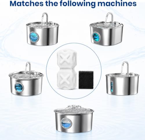 (16 Pack) Cat Water Fountain Filters Compatible with 2.2L/74oz Stainless Steel Cat Water Fountain.Pet Water Fountain Filter for Dog Fountain - Image 2
