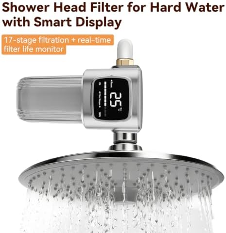 Shower Head Filter for Hard Water, 17-Stage Filtration with Smart Display, UV-C Treatment, Self-Powered, Tool-Free Install, Fits Most Shower Heads - Image 6