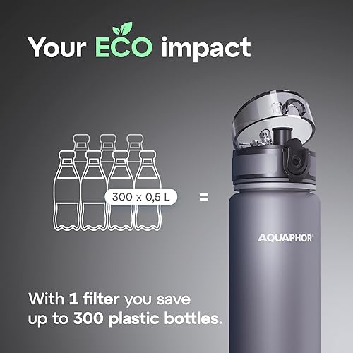 AQUAPHOR City Water Filter Bottle 17 oz | Reusable & Portable Filtered Water Bottle | BPA-Free | Perfect for Camping, Travel, Indoor & Outdoor Use | Grey - Image 6