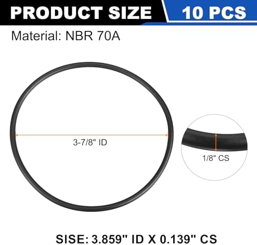 uxcell 10Pcs AS-241 NBR 70A O-Rings 3-7/8"ID x 1/8"CS/3.859"ID x 0.139"CS - Image 2