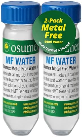 Metal Free Water 50ml (Pack of 2) - Distilled Water for Heavy Metal Testing, Cooking, Washing, and Hygiene, Demineralized Waters for Home and Professional Use, Clean and Free of Heavy Metals by OsumexNaturalProducts