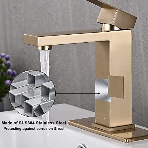 AVSIILE Brushed Gold Bathroom Faucet, Golden Single Hole Vanity Bath Faucet - Image 5