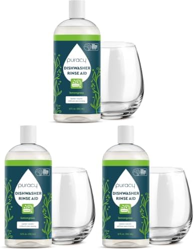 Puracy Dishwasher Rinse Aid Cleaner - Spot & Residue Free, Dishwasher Drying Agent - Must Haves from TikTok Made Me Buy It (Lemongrass, 12 Oz) (Pack of 3) by Puracy