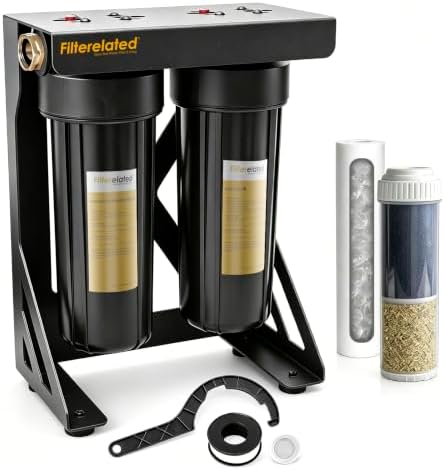 Filterelated RV Water Filter System,4in1 KDF Carbon Anti-Scale,3/4 Brass by Filterelated