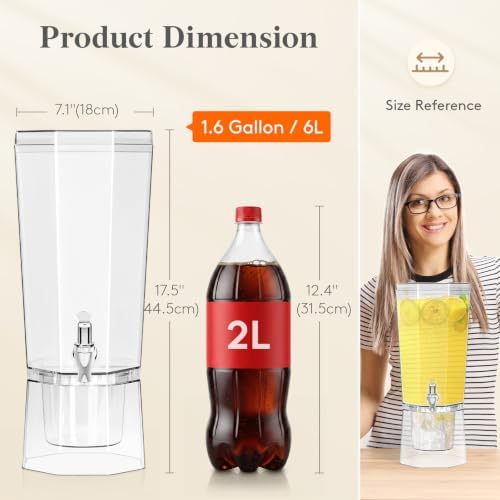 Lifewit 1.6 Gallon Drink Dispenser for Party with Leak-Proof Spigot, 2 Pcs - Image 2