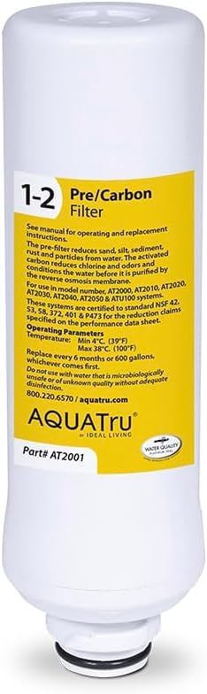 AquaTru Classic Pre/Carbon Filter (Stages 1–2) – Compatible with AquaTru Classic, Classic Smart & Under Sink Purifier Models by AQUATRU