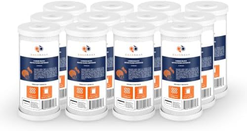 Aquaboon 5 Micron 10x4.5 Carbon Block Water Filters Whole House CTO Water Filter Replacement Cartridge Compatible with FXHTC, CB-BB-10, EP-BB, 12-Pack by Aquaboon