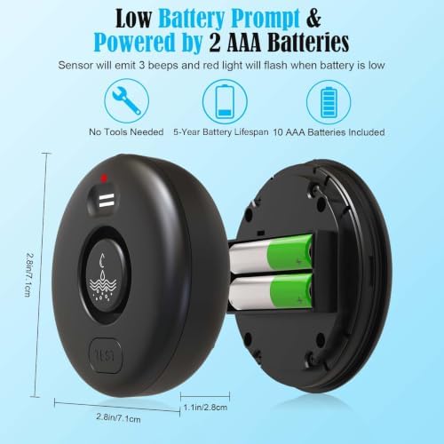 RUIKORING 5 Pack Water Leak Alarm Detector, 0-120dB Adjustable, IP67 - Image 6
