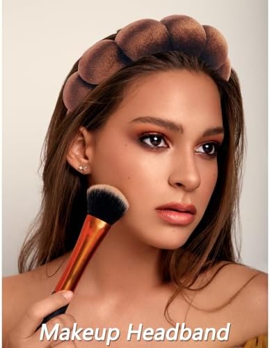 VELSCRUN Spa Headband, Makeup Face Wash Skincare Headbands, 6 Pcs Coffee Color Sponge Bow Tie Get Ready HairBand Facial Wristband Set, Stuff for Teen Girls Women Trendy Fashion Hair Accessories - Image 3
