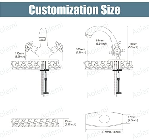 Aolemi Bathroom Sink Faucet 1 Hole or 3 Hole Without Drain Polish Chrome - Image 6