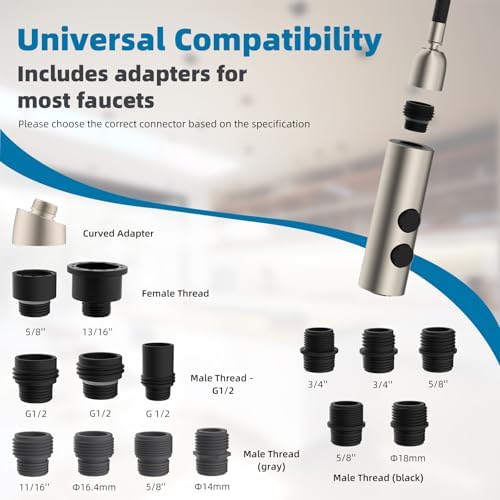 Hibbent Stainless Steels Kitchen Faucet Head Replacement with 15 Adapters - Image 3
