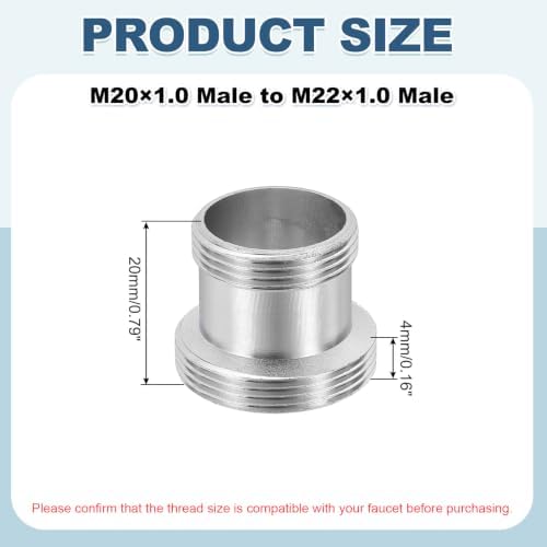 uxcell Faucet Aerator Adapter,M20 Male to M22 Male Brass Faucet Adapter - Image 2