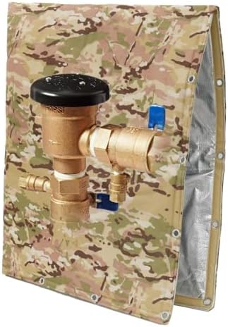 King Mills 5 Layer Sprinkler Covers for Outside, L-Shaped Opening Back Flow Covers for Winter Freeze and Intense Sun Protection. Outdoor Pipe Insulation Cover.[Sand Camo] 16x18in by KingMillsCalifornia