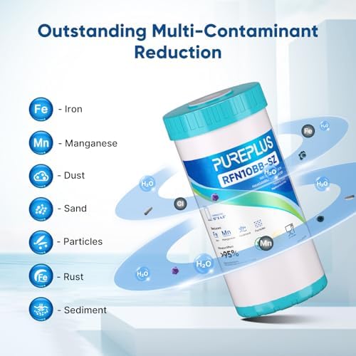 PUREPLUS 10"x4.5" Whole House Iron & Manganese Reduce Water Filter, 1 Pack - Image 2